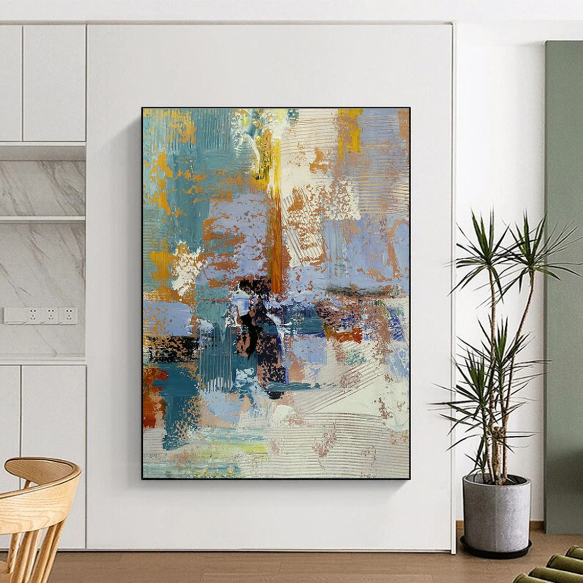 Large Custom Hand-Painted Abstract Canvas - Artistic Harmony for Yoga and Meditation Retreats  DLZ0348