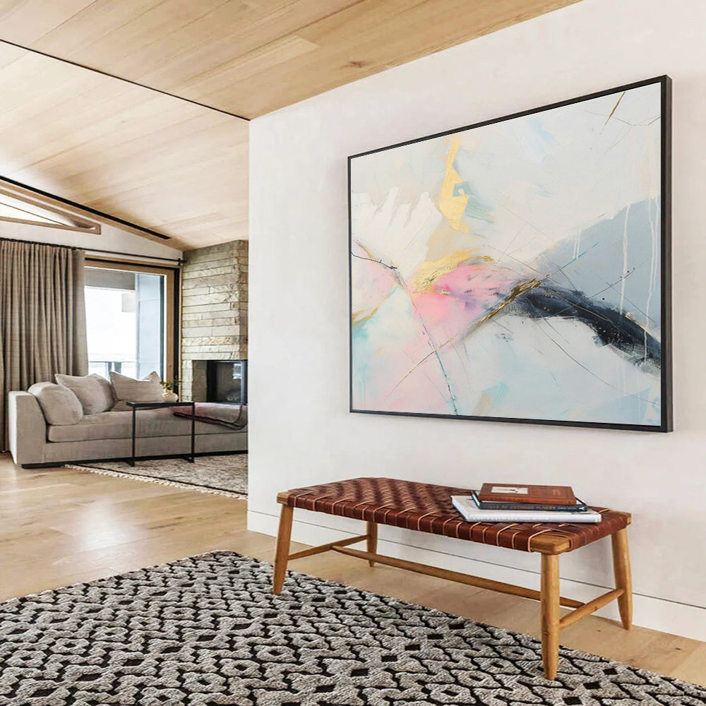 Customized Large-Scale Abstract Hand Painting for Arctic Research Station Living Quarters DLZ2863