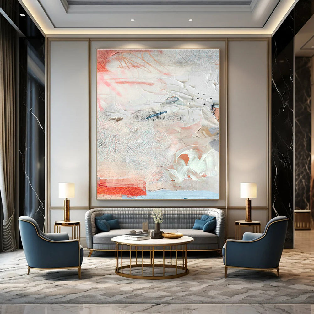 Impressive Large Custom Hand-Painted Abstract Painting - Upscale Décor for Fine Dining Restaurants  DLZ0157