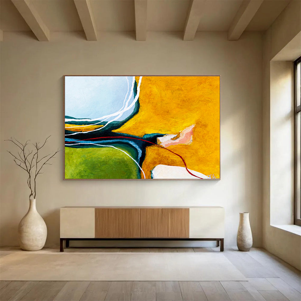 Customized Large Abstract Hand Painting for Desert Solar Power Plant Command Center DLZ2936