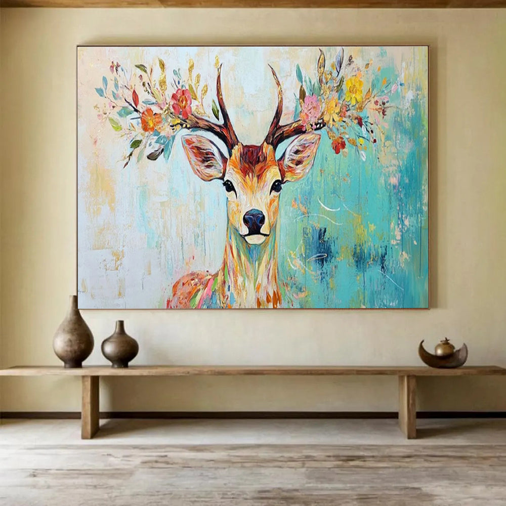 Large-Size Custom Abstract Hand Painting for Urban Rooftop Solar-Powered Ventilation and Cooling System Installation Office DLZ3187