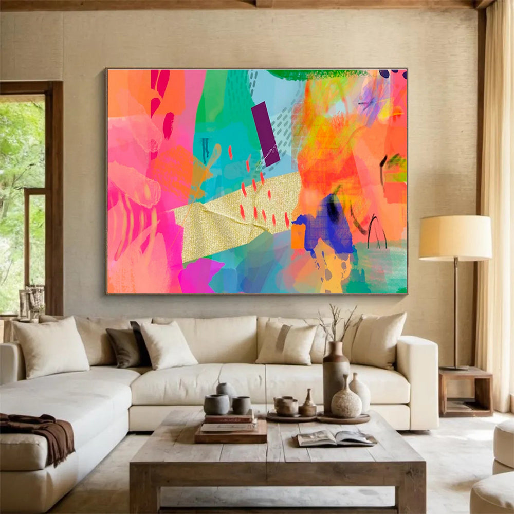 Bespoke Vertical Entertainment Complex Oversized Abstract Hand-Painted Mural DLZ2583