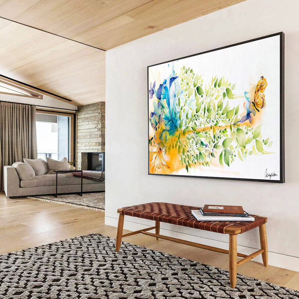Custom Giant Abstract Hand Painting for Coastal Lighthouse Keeper's Quarters DLZ2921