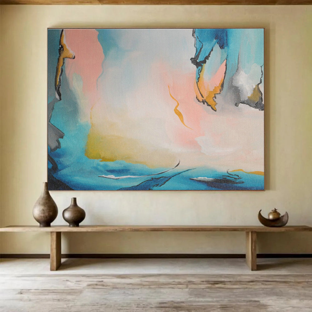 Optical Illusion Custom Hand-Painted Geometric Abstract Art for Entryways and Focal Points