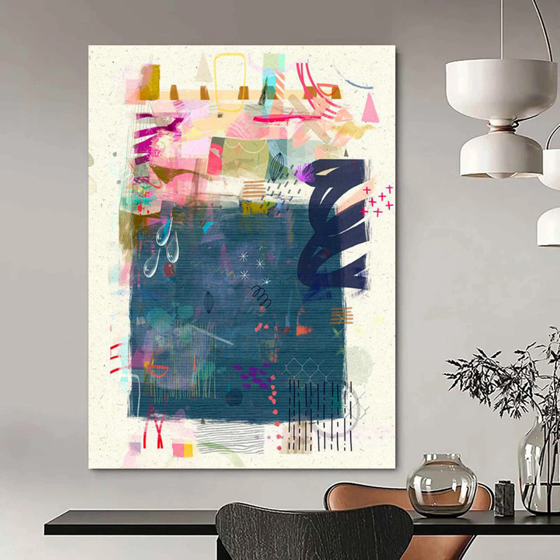 Oversized Custom Hand-Painted Abstract Canvas for Virtual Reality Gaming Tournaments  DLZ0096