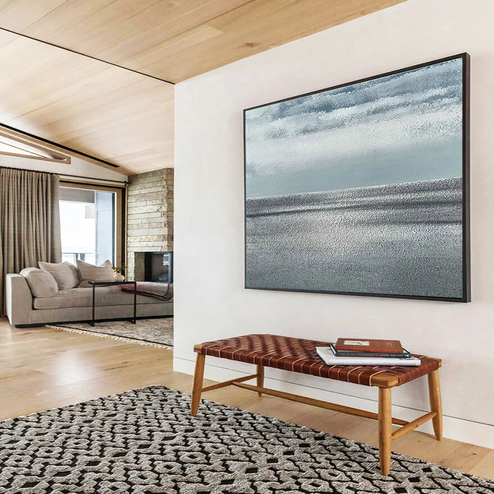 Oversized Custom Abstract Hand Painting for Arctic Freshwater Lake Fish Population Genetics Research Station DLZ3133