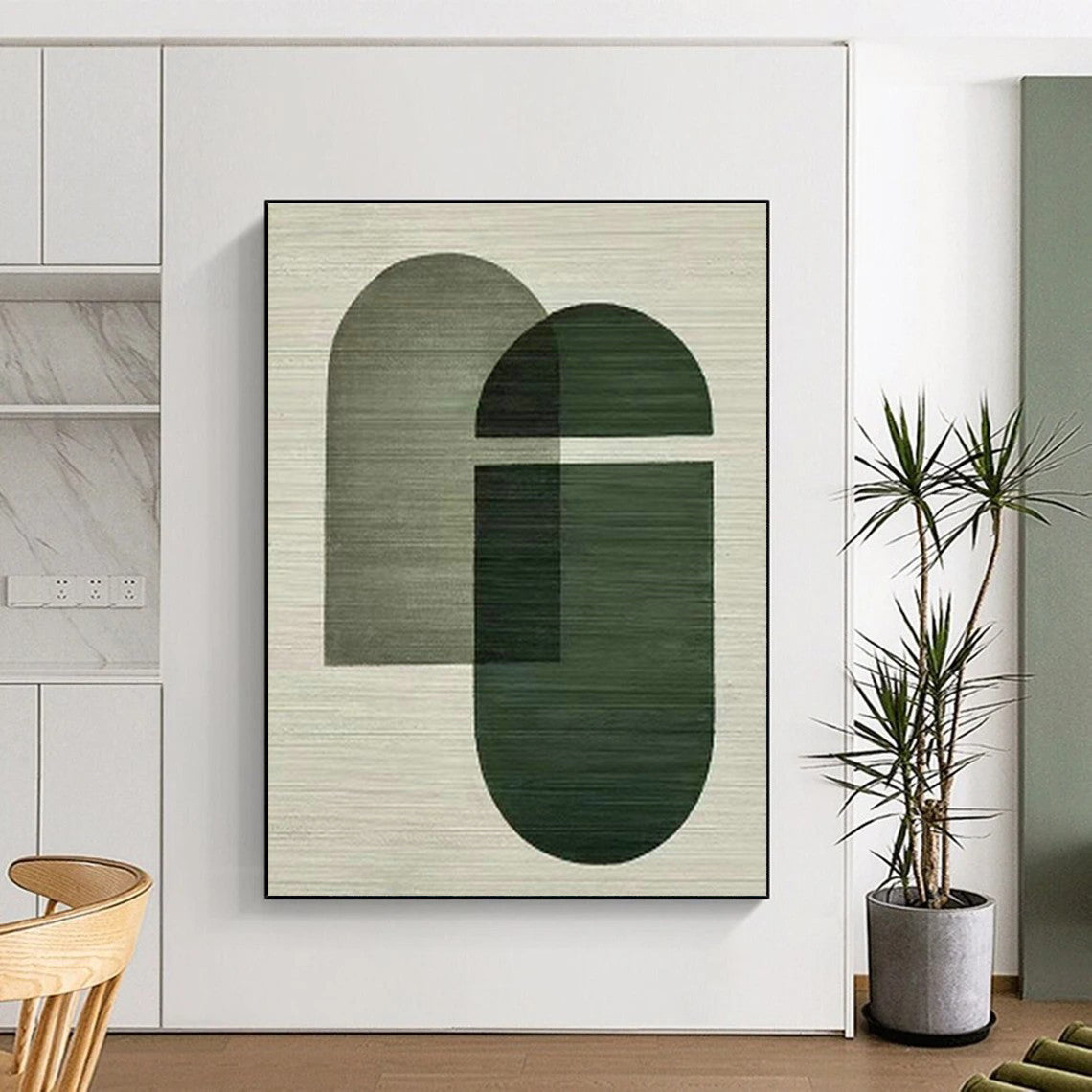 Large Custom Hand-Painted Abstract Canvas - Artistic Tranquility for Japanese Tea Gardens  DLZ0258