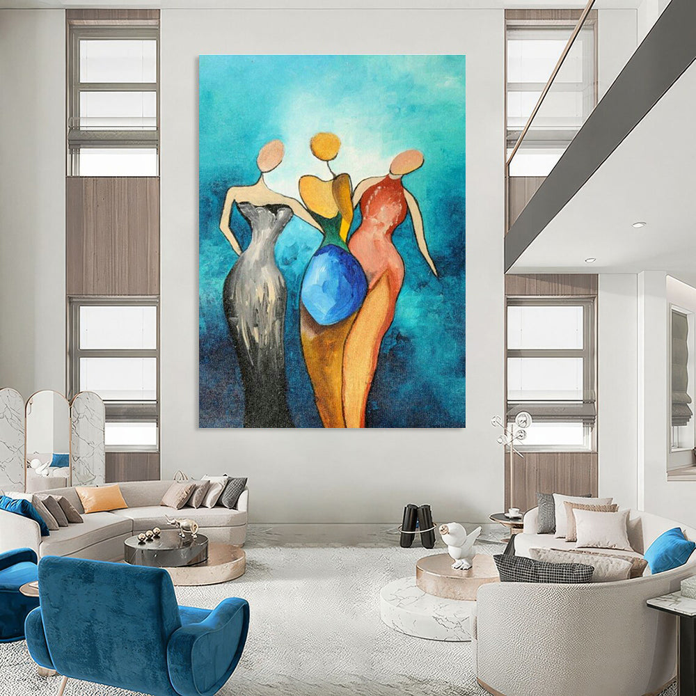 Huge Customizable Hand-Painted Abstract Artwork for Traditional Tea Houses  DLZ0036