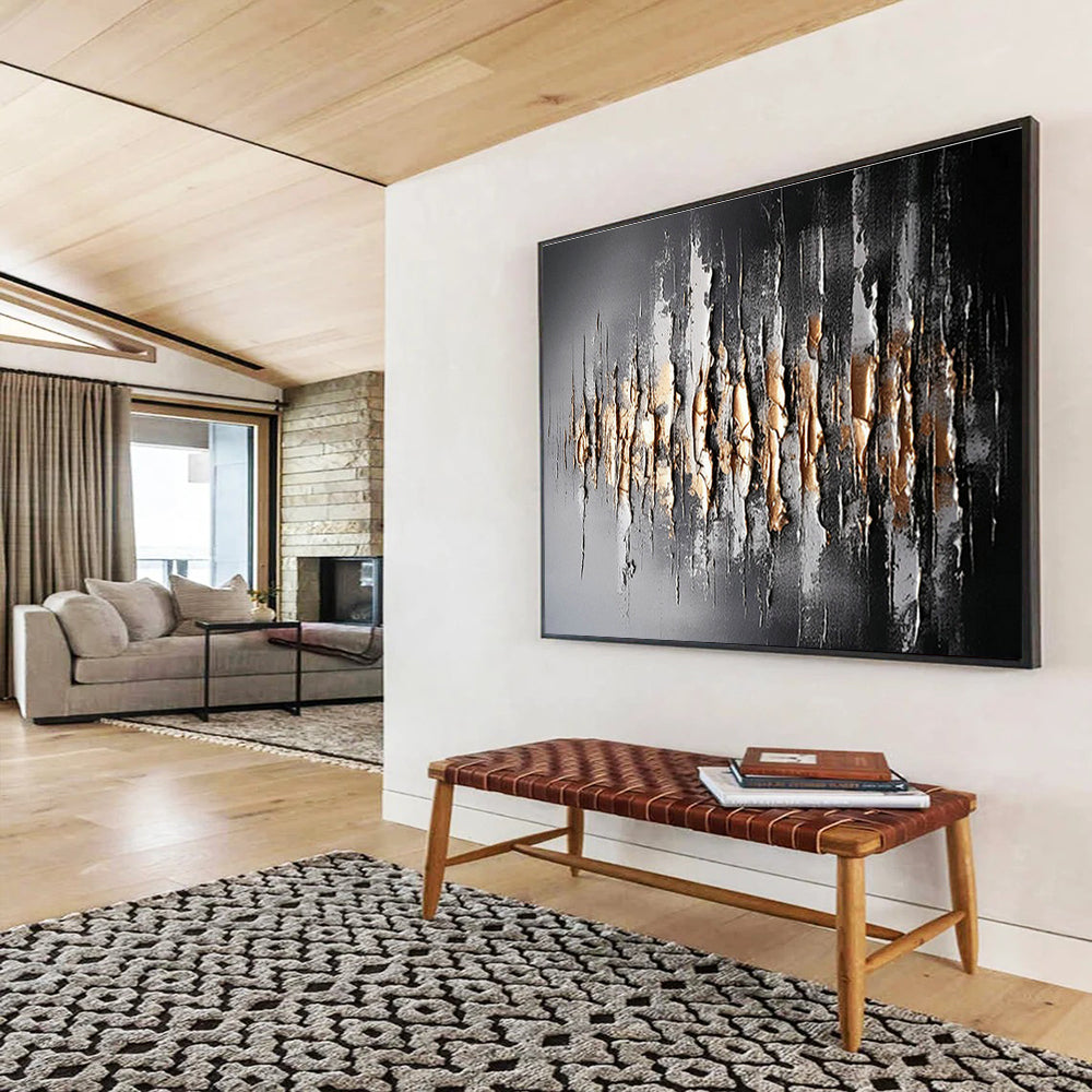 Customizable Extra-Large 3D Textured Hand-Painted Abstract Oil Painting for High-Ceiling Spaces