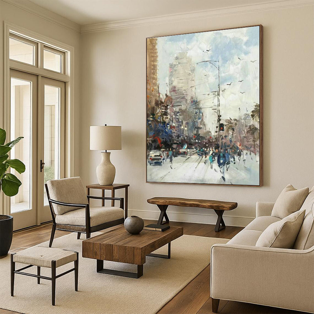 Vast Custom Hand-Painted Abstract Painting - Cinematic Realms for Film Production Studios’ Green Rooms  DLZ0345