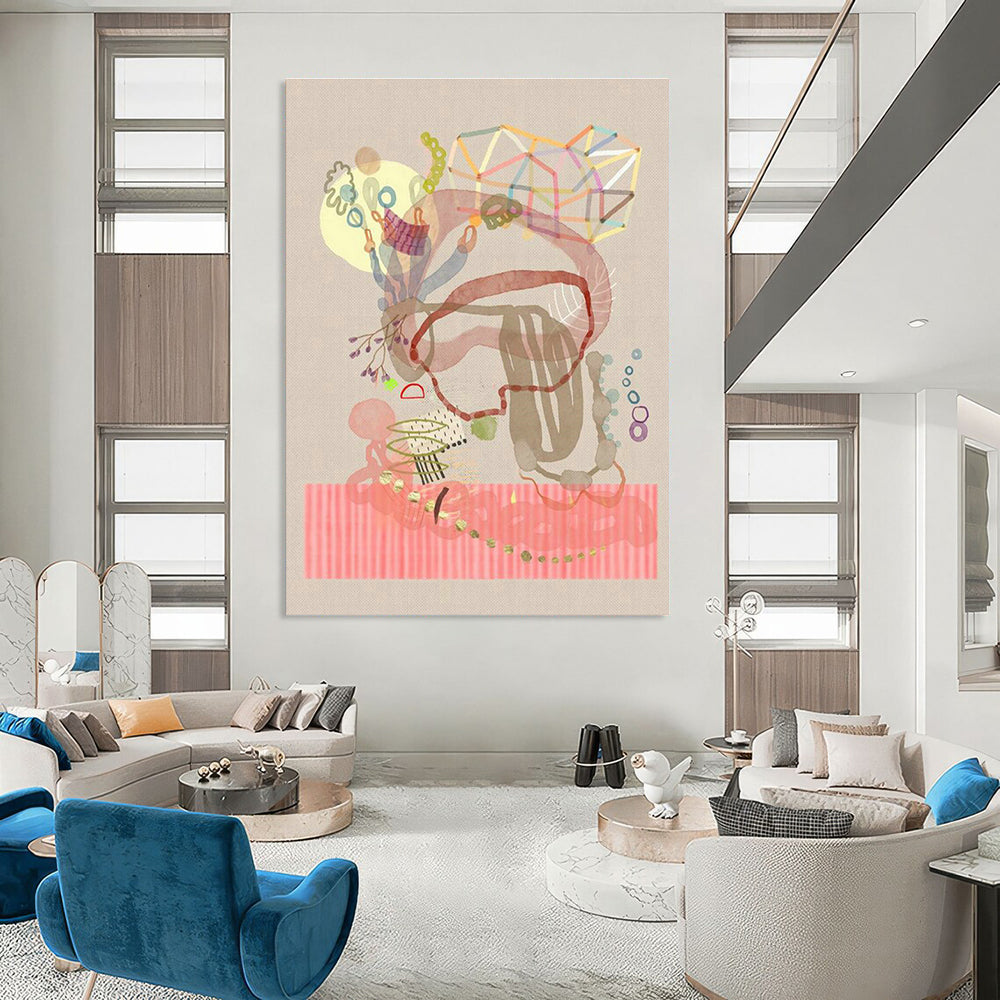 Jumbo Custom Hand-Painted Abstract Wall Art for Artisanal Coffee Roasteries  DLZ0103