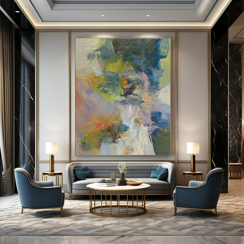 Vast Custom Hand-Painted Abstract Canvas - Artistic Creativity for Cartoon Animation Studios  DLZ0267