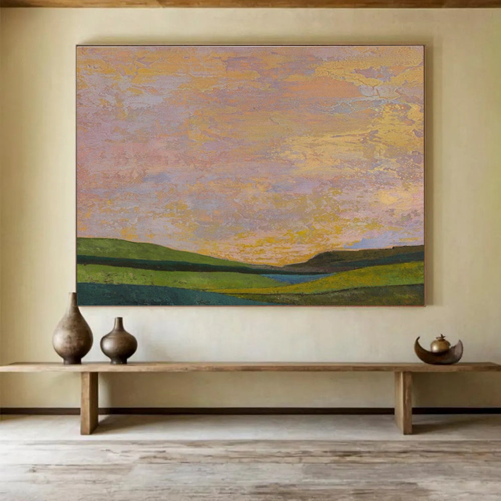 Large Custom Abstract Hand-Painted Art for Solar Power Farm Operations Hub DLZ2822
