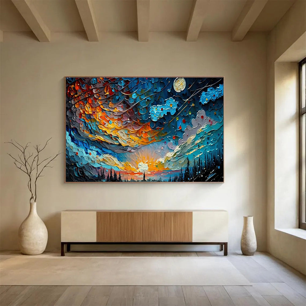 Extra Large Custom Hand-Painted Abstract Canvas for Yoga Studios DLZ3262