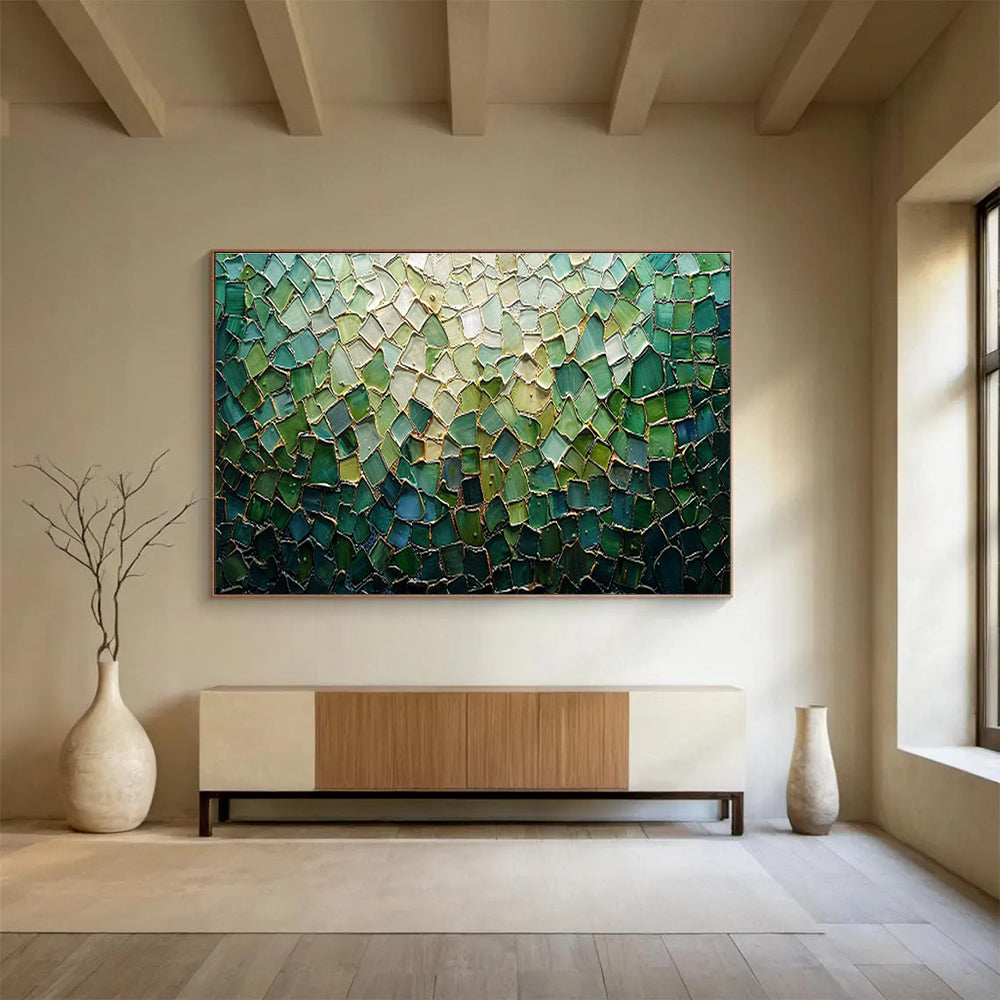 Customized Large Abstract Hand Painting for Subterranean Geothermal Power Plant Heat Exchanger Maintenance Facility DLZ3143