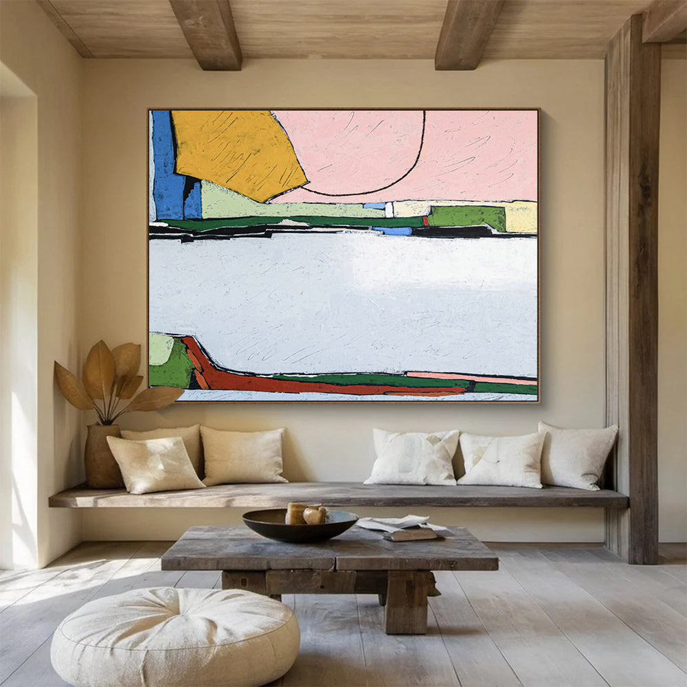 Custom-Made Giant Abstract Hand Painting for Alpine Meadow Retreat Yoga Deck DLZ2925