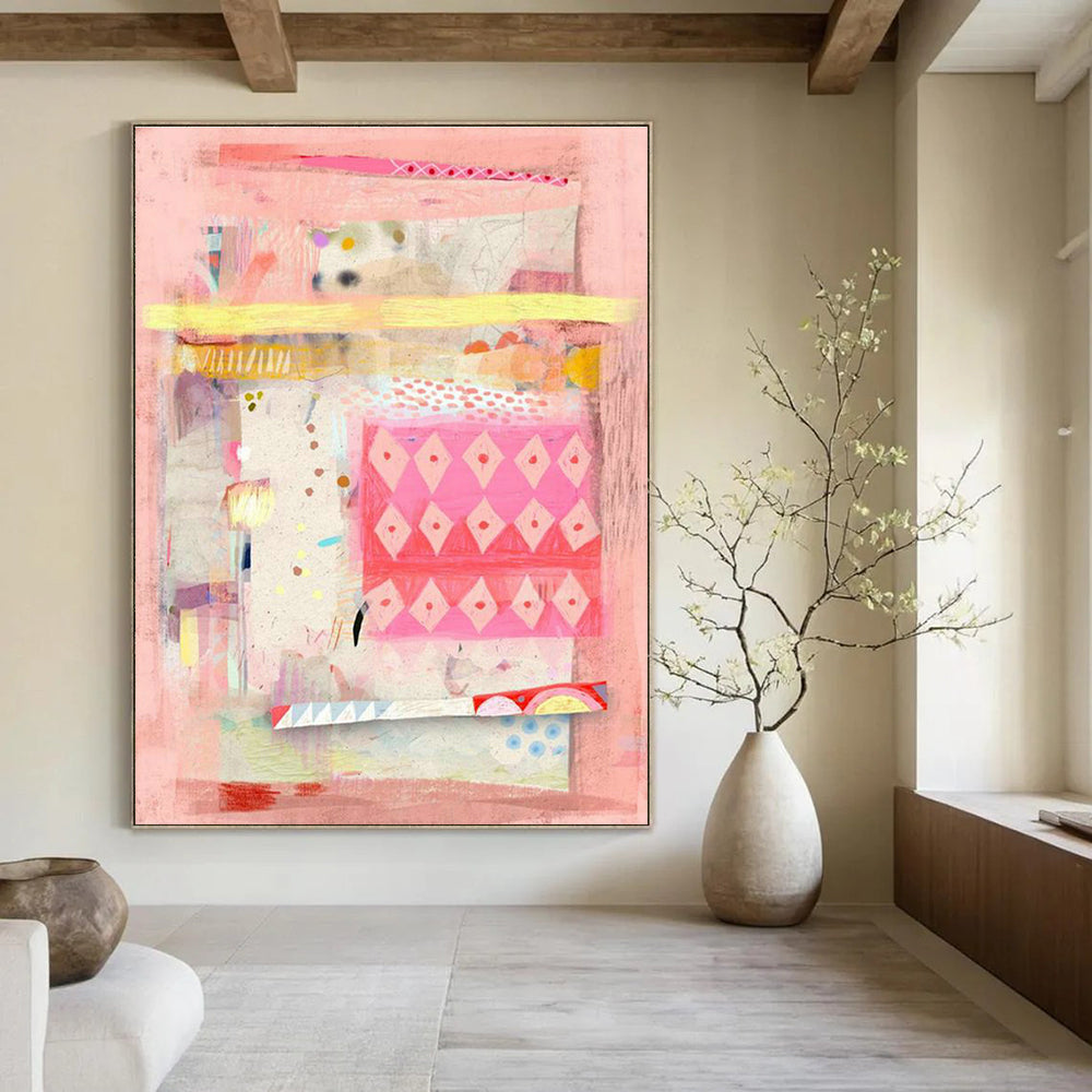 Vast Large Custom Hand-Painted Abstract Canvas - Inspiring Setting for Art Workshops  DLZ0176