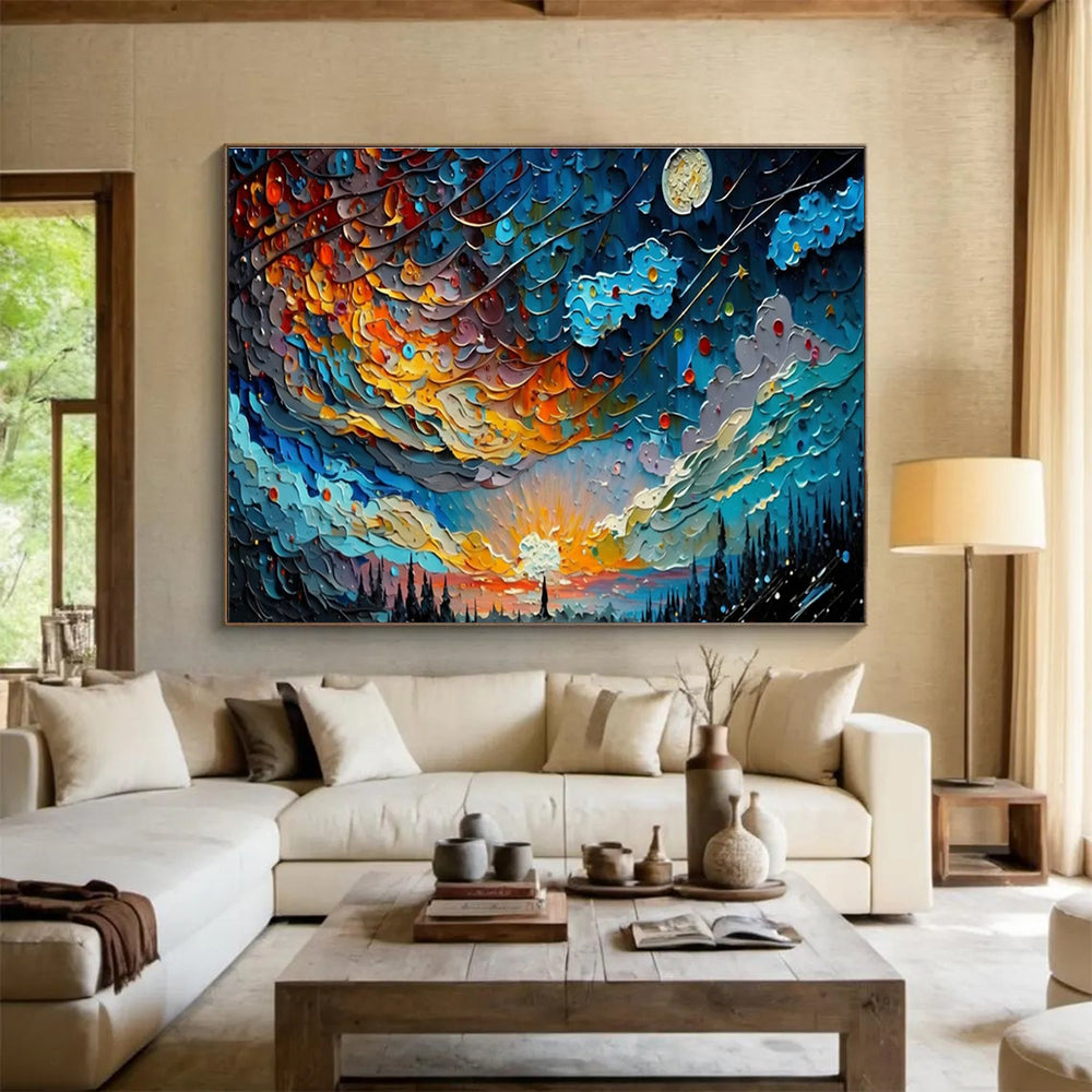 Extra Large Custom Hand-Painted Abstract Canvas for Yoga Studios DLZ3262