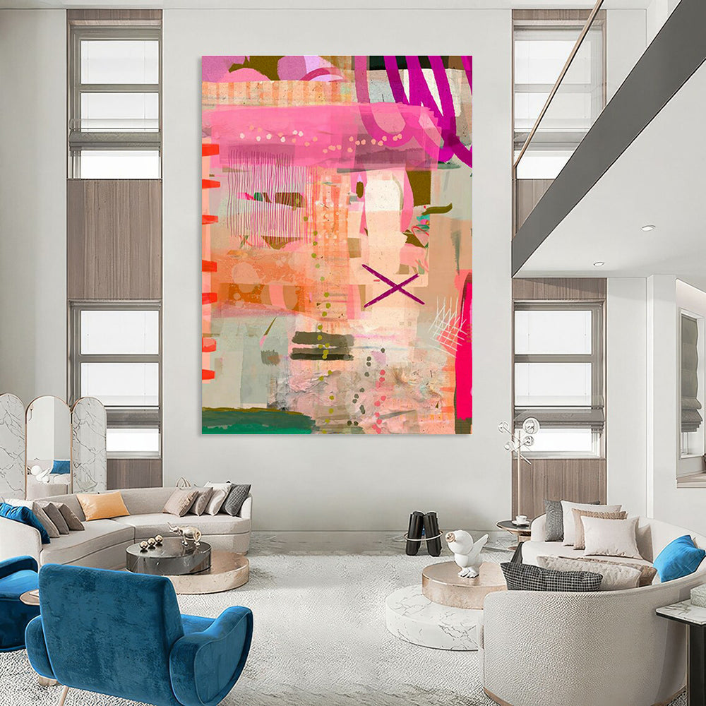 Massive Customizable Hand-Painted Abstract Canvas for Glamping Sites' Common Areas  DLZ0082