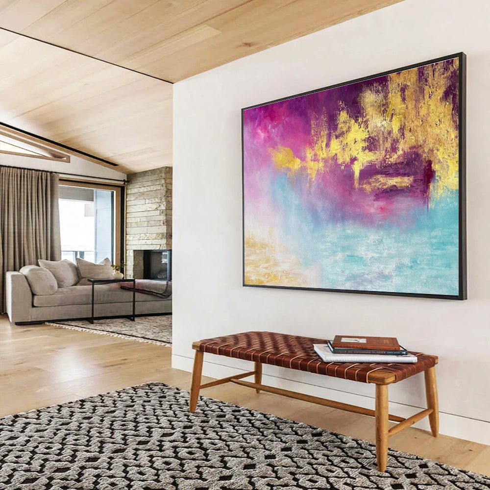 Dynamic Drip Texture Custom Hand-Painted Canvas Art in Industrial Style for Loft Spaces