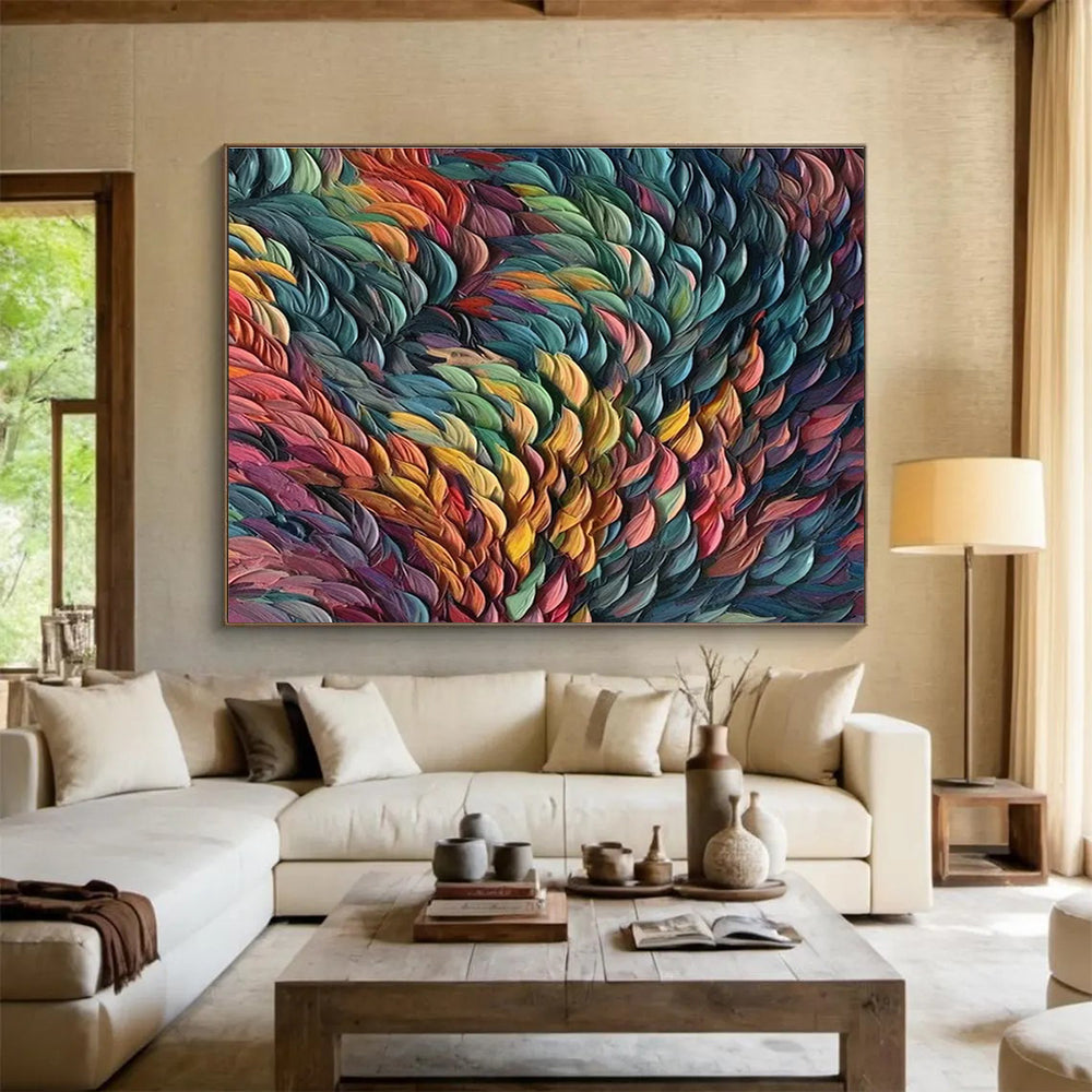 Big Hand-Painted Abstract Canvas, Coastal Blues and Greens for Beach Houses DLZ3241