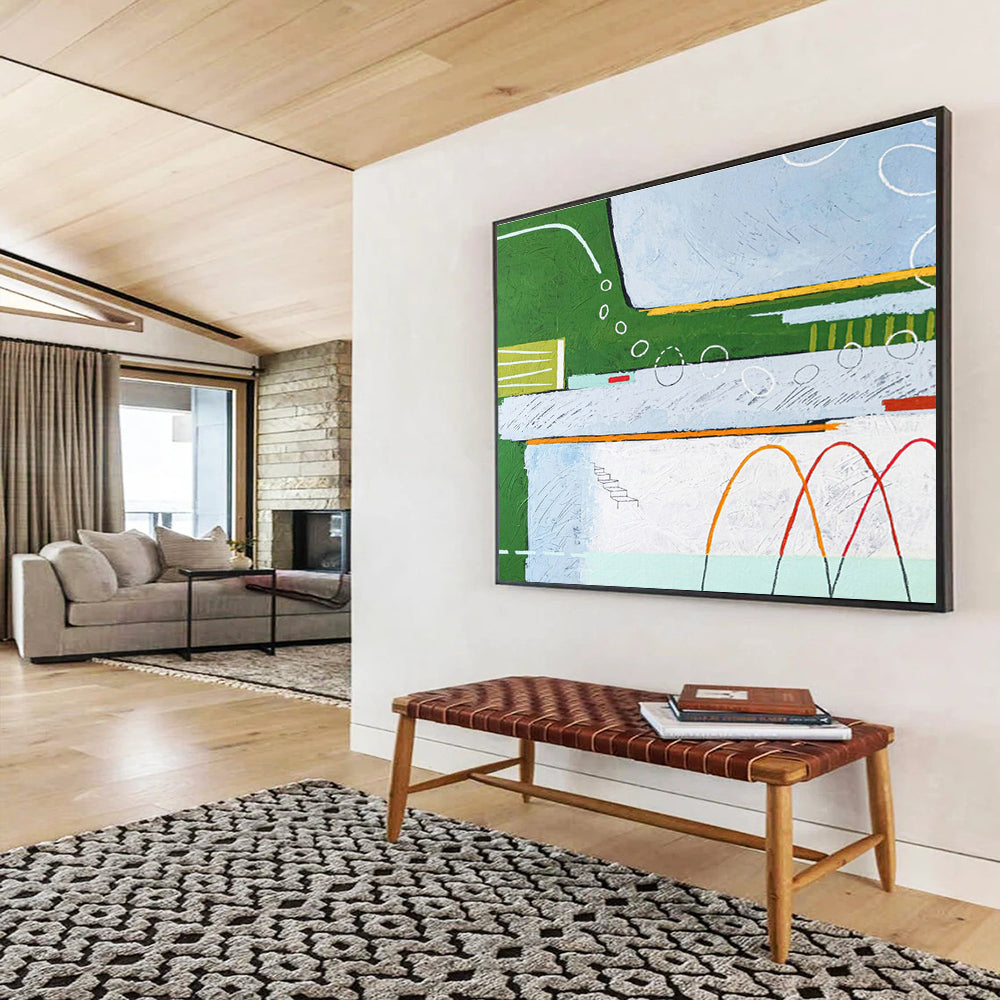 Large Custom Abstract Hand-Painted Art for Antarctic Penguin Colony Research Station DLZ2949
