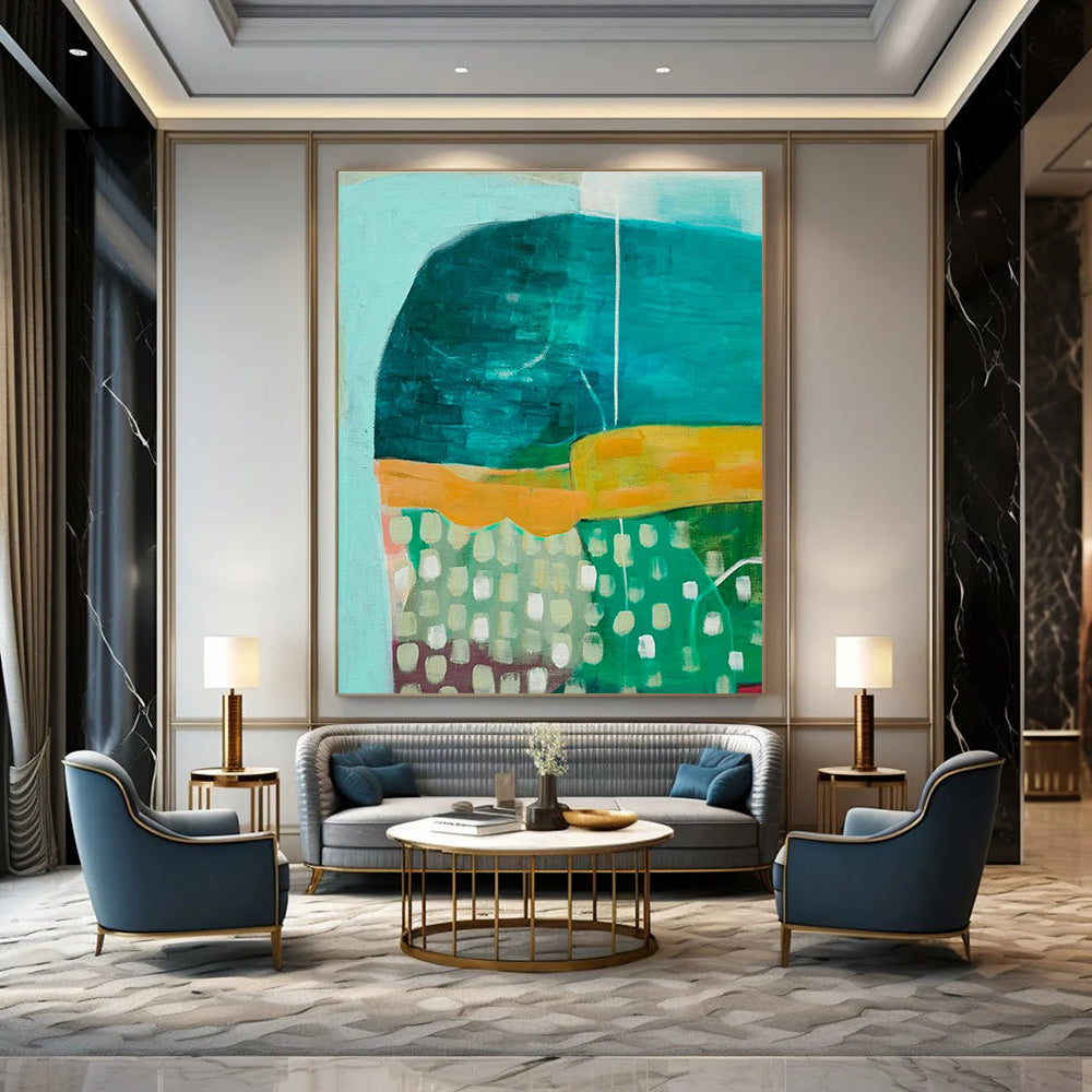 Large-Scale Customizable Hand-Painted Abstract Painting - Luxurious Art Decoration for Villas  DLZ0137