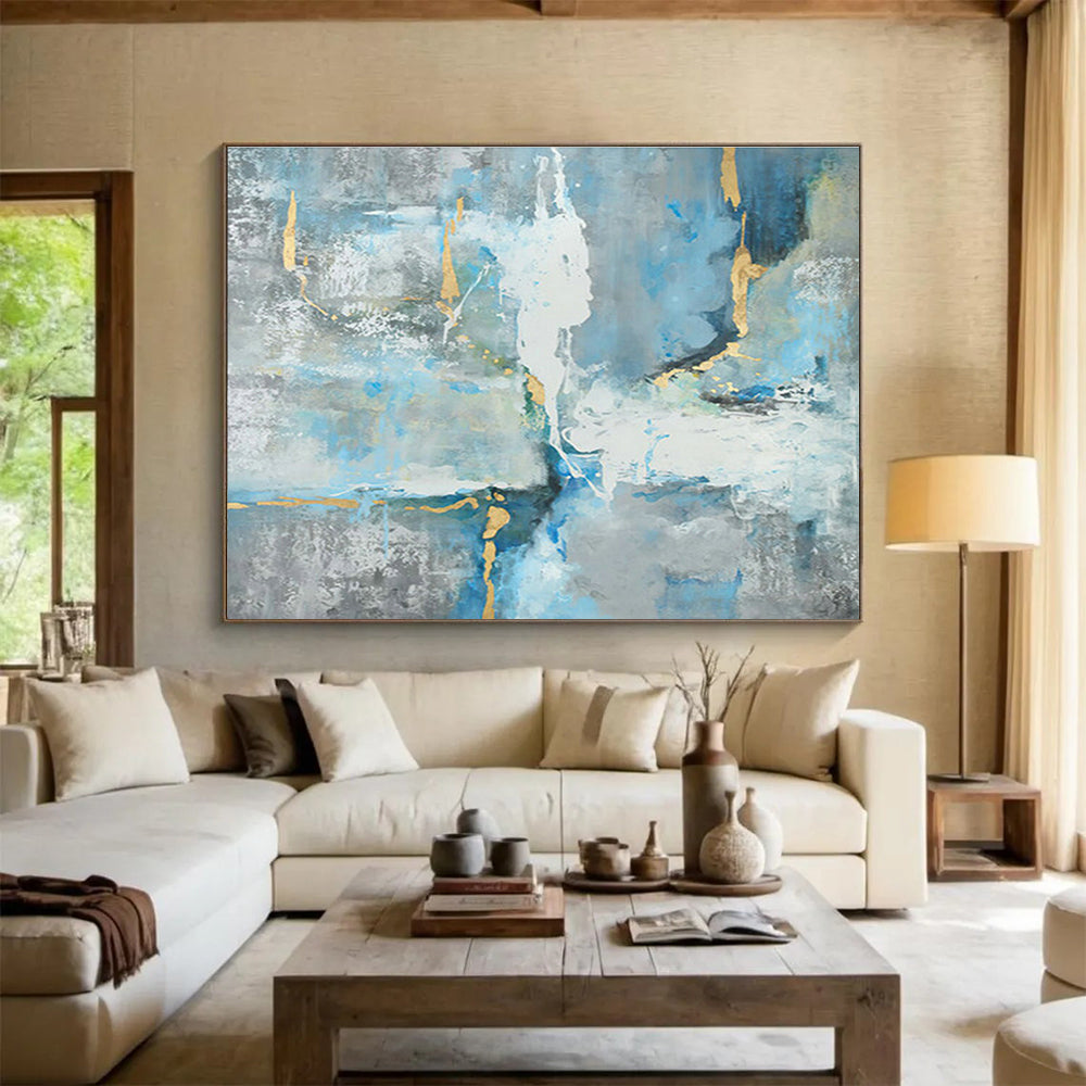 Large Custom Abstract Hand-Painted Art for Underwater Earthquake Early Warning System Research Station DLZ3140