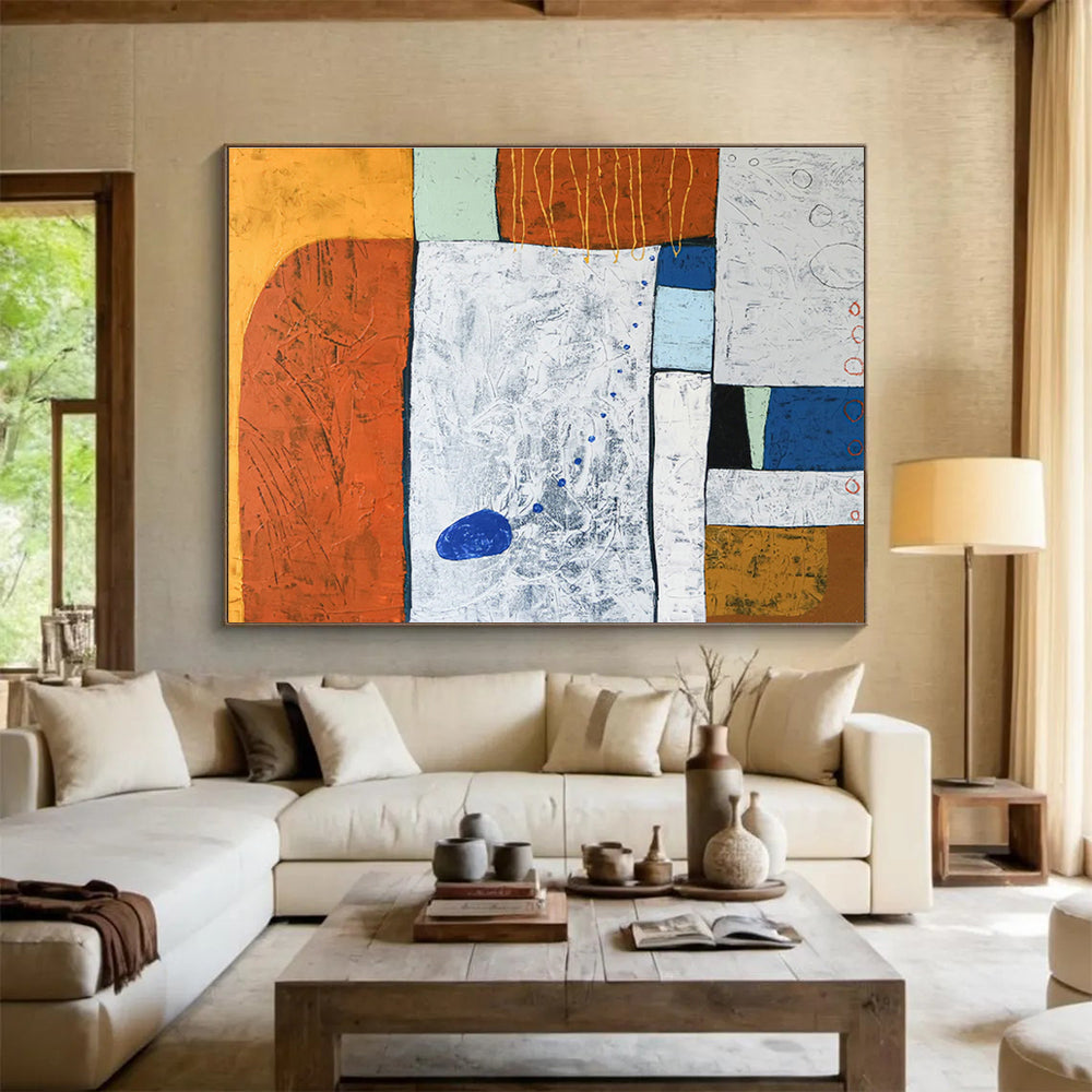 Customized Large-Scale Abstract Hand Painting for Subterranean Geothermal Heating Plant DLZ2940