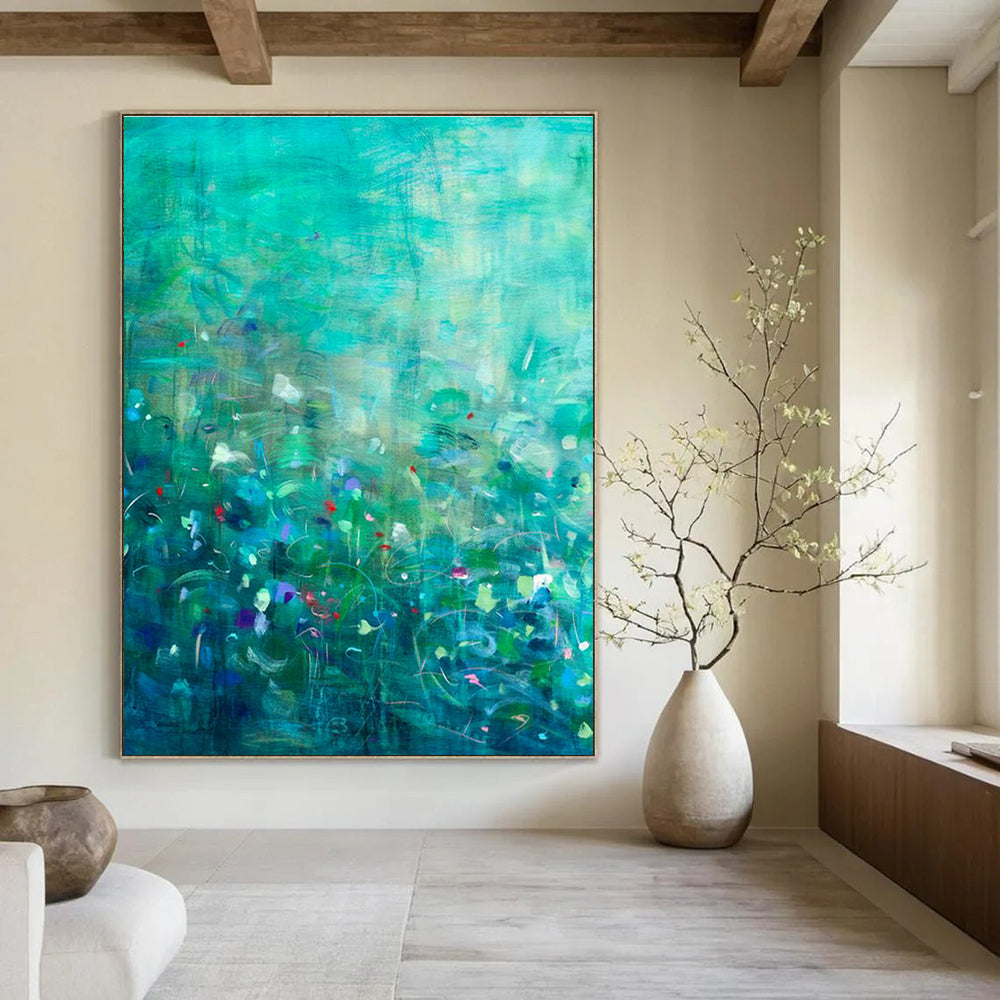 Vast Custom Hand-Painted Abstract Artwork - Welcoming Ambiance for Hotel Suites  DLZ0158