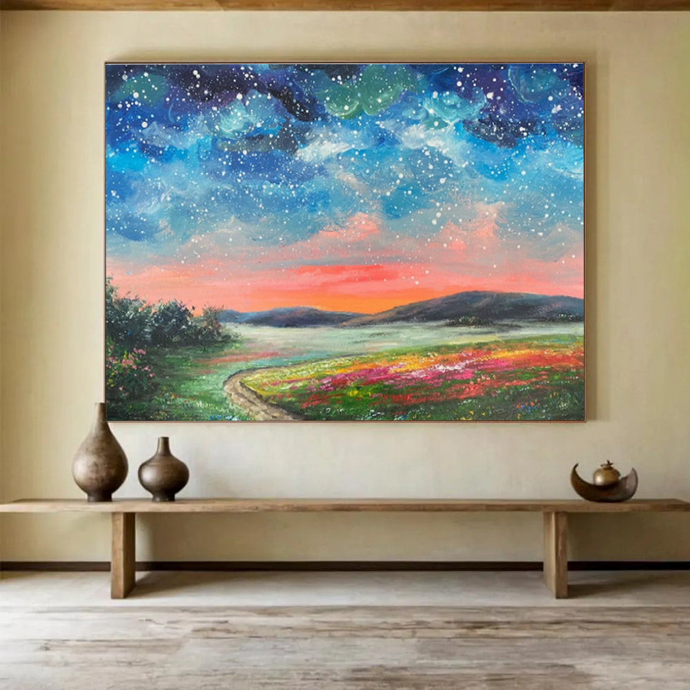 Customizable Solar Panel Farm Abstract Hand Painting