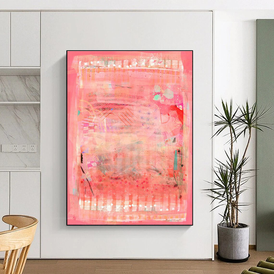 Grandiose Large Custom Hand-Painted Abstract Canvas - Opulent Décor for Private Mansions  DLZ0164