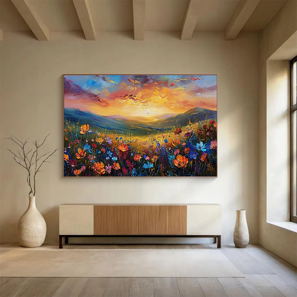 Hand-Painted Large Abstract Painting, Bold Colorful Wall Art for Living Room DLZ3221