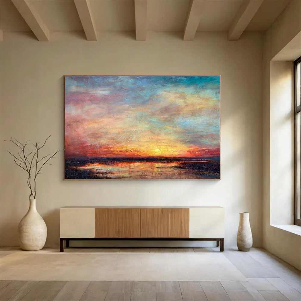 Large-Size Custom Abstract Hand Painting for Urban Rooftop Solar-Powered Water Pumping Station DLZ3160