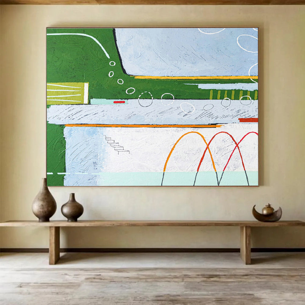Large Custom Abstract Hand-Painted Art for Antarctic Penguin Colony Research Station DLZ2949