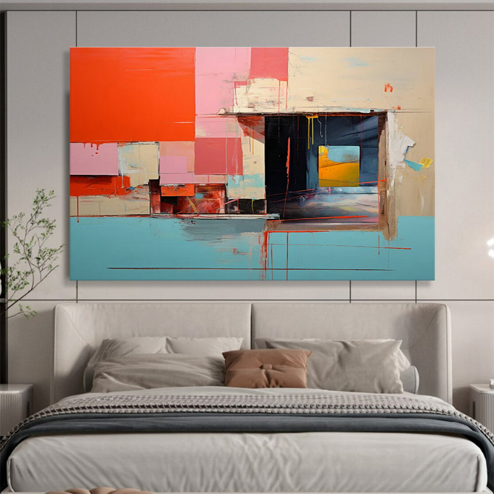 Large Custom Abstract Hand-Painted Art for Underwater Volcanic Vent Ecosystem Research Lab DLZ3024