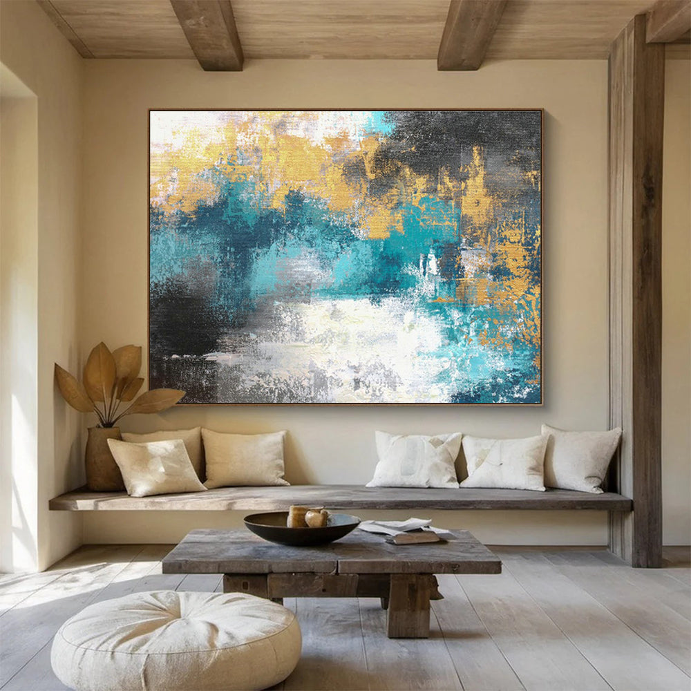 Monumental Geometric Abstract Art - Hand-Painted Resin for Co-Working Spaces
