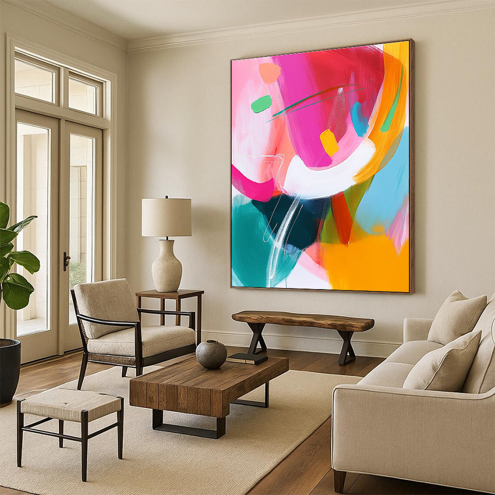 Bold Colorful Abstract with Pink Green and Orange GER298