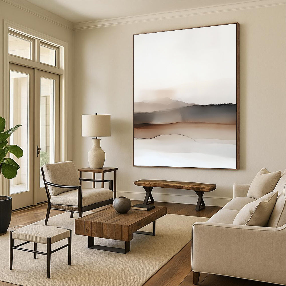Brown and Beige Minimalist Abstract Landscape Painting GER193