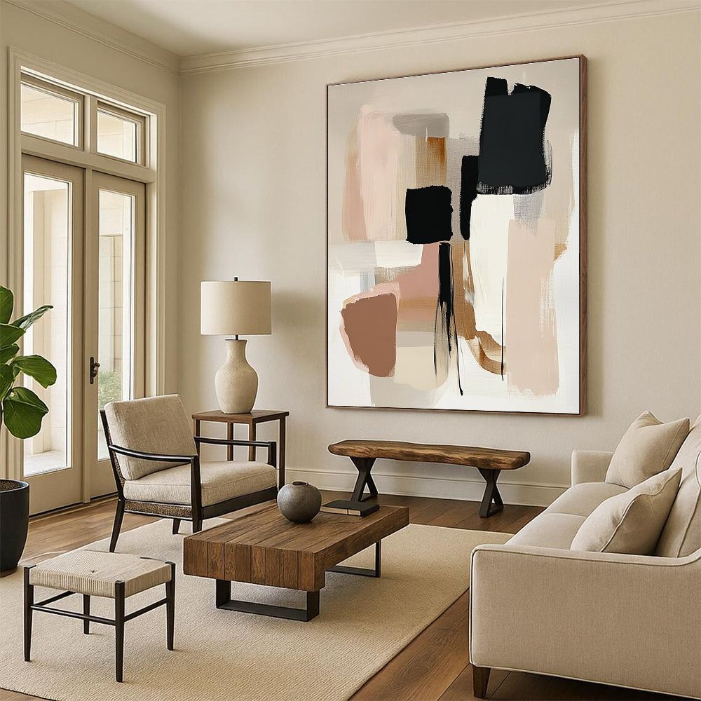 Neutral Tones Abstract Painting with Minimalist Shapes GER791