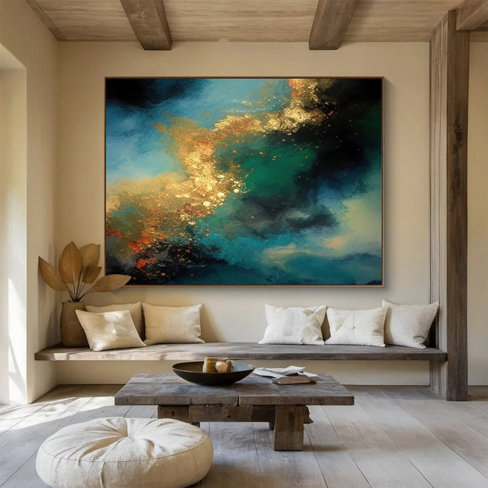 Blue Green Gold Abstract Painting THY071