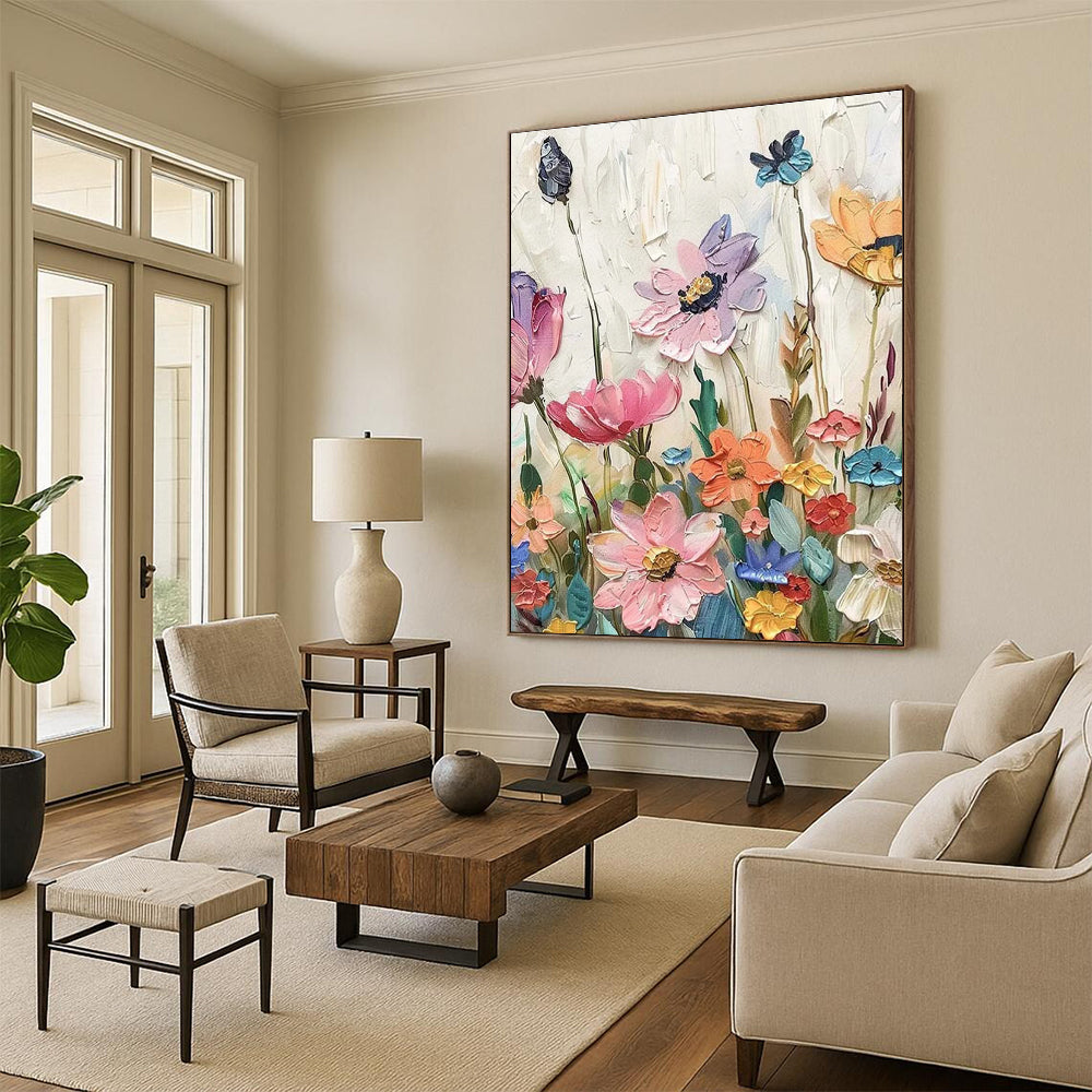 Colorful Textured Flower Field Abstract Painting (Repeat) ADGE087