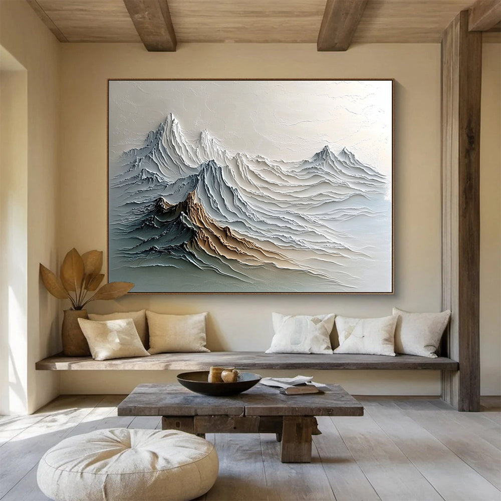 Textured Mountain Landscape Abstract Painting with Layered Colors DYP148