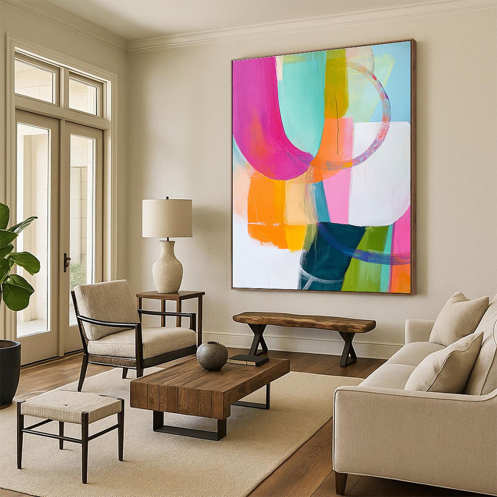 Colorful Abstract Shapes Painting with Playful Curves GER144