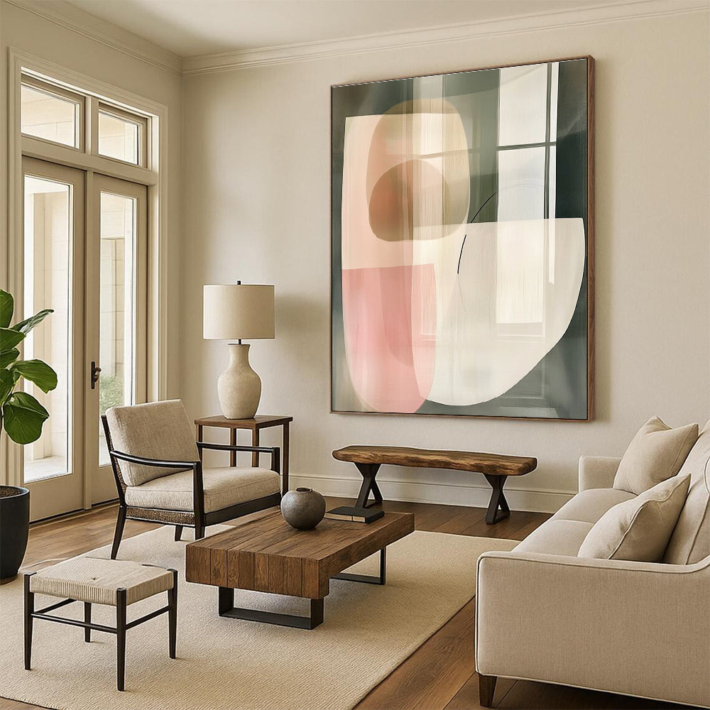 Transparent Shapes Abstract Painting with Subtle Lines GER746