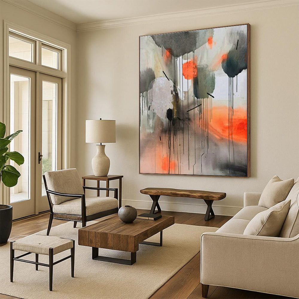 Extra-large Custom Hand-Painted Abstract Art for Dining Room Server Hutch Back Wall and Entryway Key Organizer Wall DLZ1902