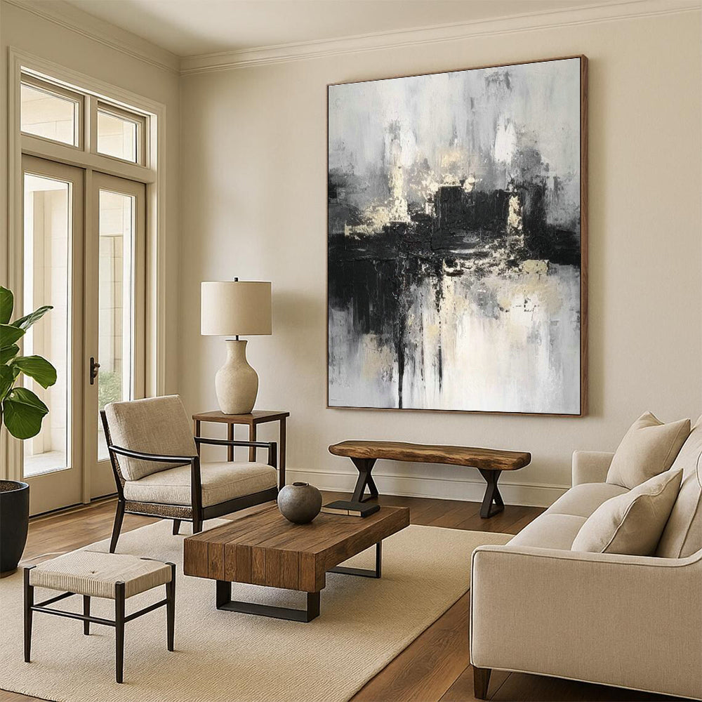Oversized Abstract Canvases for Dining Room Double - Height Wall Niche Inserts & Office Atrium Space Partition Screens DLZ0866