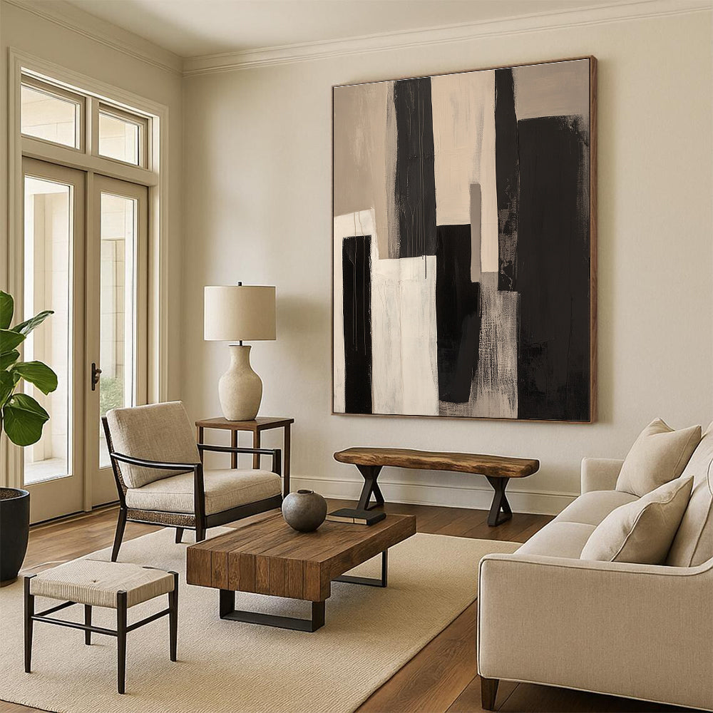 Black and White Urban - Inspired Abstract Painting with Dripping Effects GER228