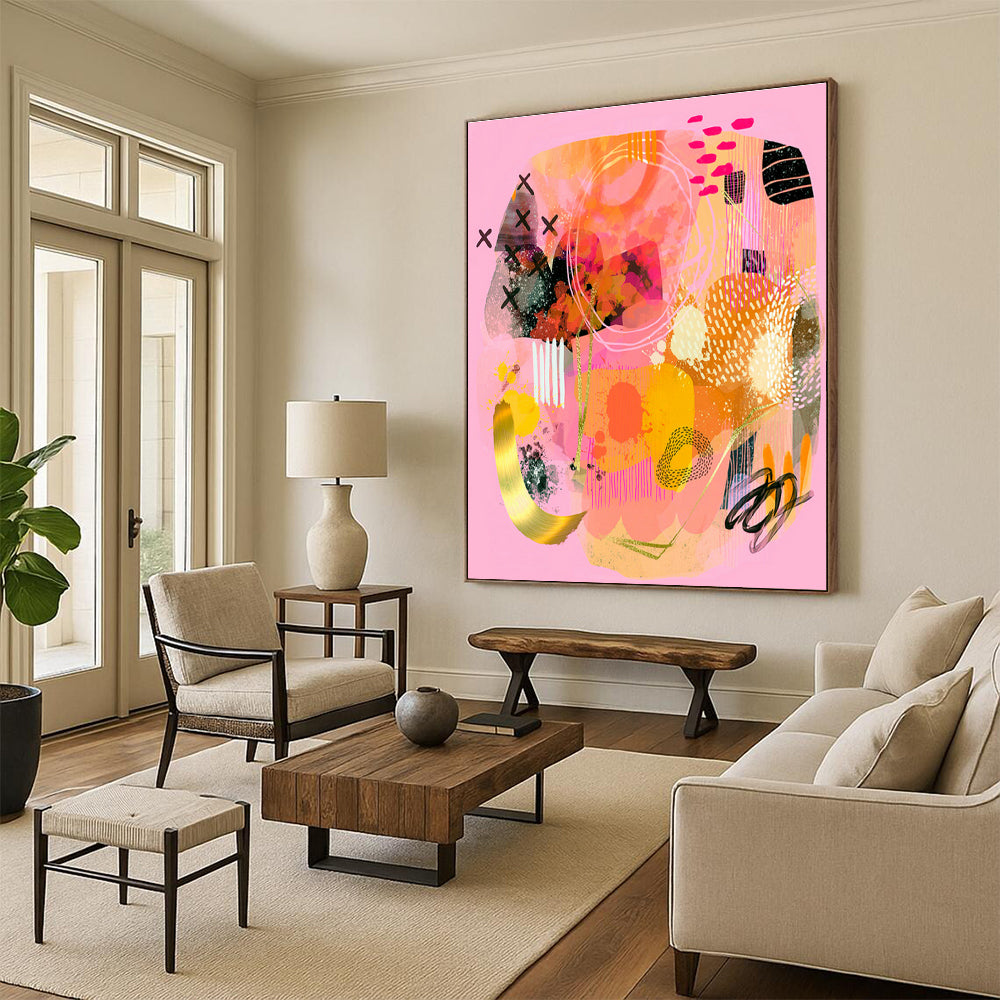 Large Hand - Painted Abstract Art for Hallway and Cottage Entryway DLZ0649