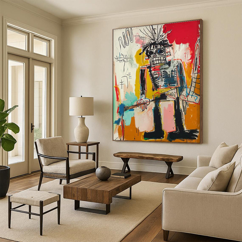 Spiky - Haired Figure with Bold Colors Abstract Painting ADGE109